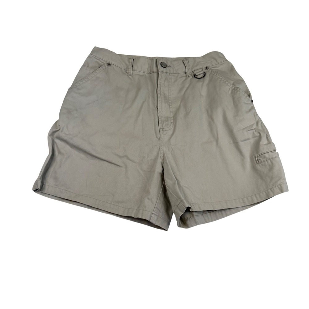 Bill Blass Khaki Utility Shorts Womens 10 Tan Cotton High Rise D-Ring Carpenter